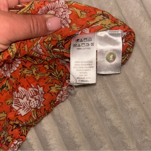 Rachel Zoe Orange Floral Blouse Boho 3/4 Sleeve - Picture 9 of 9